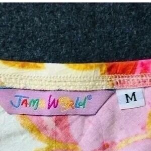 VINTAGE Jams World women's dress M spaghetti‎ strap v-neck flowy floral Ginger